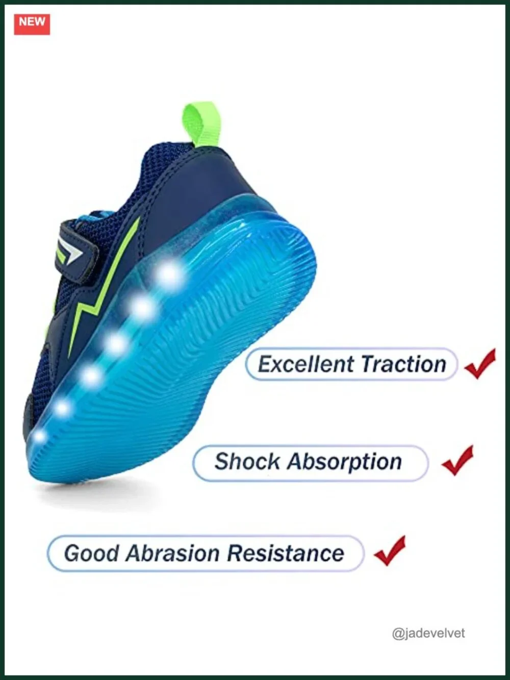 Toddler Light Up LED Sneakers Breathable Mesh Hook & Loop Closure Boys Girls